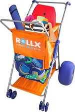 Beach Cart with Big Balloon Wheels for Sand, Foldable Storage Wagon - Orange
