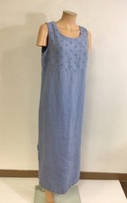 Blue Linen Chambray Maxi Dress Resortwear Womens Medium