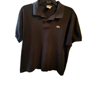Lacoste Mens Size 6 US XL Black Short Sleeve Polo Shirt Short Sleeve Cotton Logo