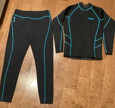GoldFin Women s Wetsuit XL Black Cyan Blue 2 Piece Wetsuit Pants And Top Set 2mm