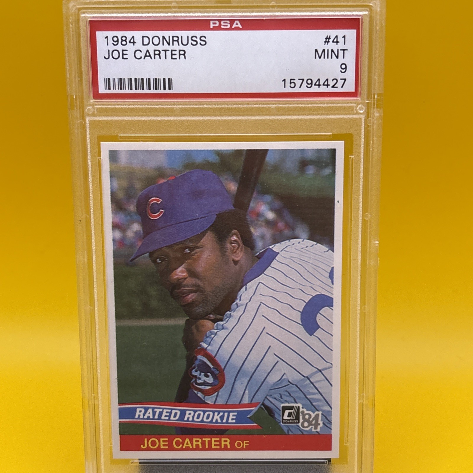 1984 Donruss Joe Carter #41 Rated Rookie Chicago Cubs PSA 9 MINT