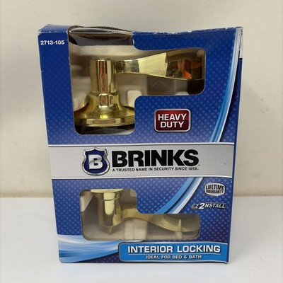 New Brinks 2713-105 Polished Brass Wave Lever Locking Door Knob for Bedroom Bath