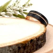 8mm Rose Gold Tungsten Carbide Ring Faceted Finish Pattern Christmas Gifts Band