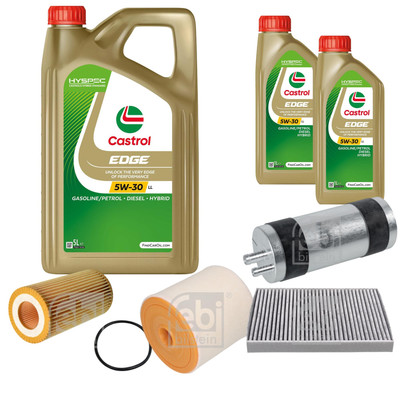 FEBI Inspektionspaket 7L Castrol EDGE Titanium FST 5W-30 LL für Audi A6 Avant