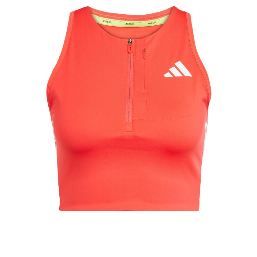 adidas Adizero 女性用 陸上 クロップトップ Red 海外M adidas women Adizero Running Gel Pocket Crop Top | eBay