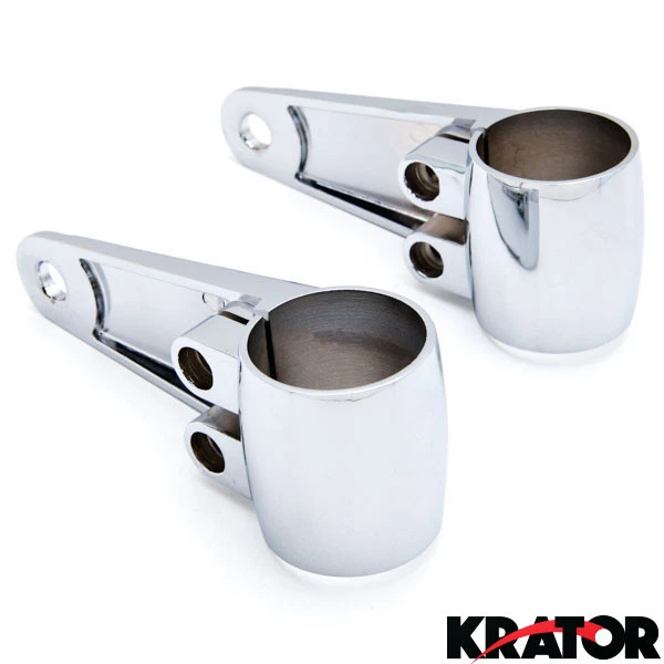 Par de soportes de faros montados en horquilla de 35 mm-41 mm de aluminio pulido cromado con cuñas Foto 2 de 3