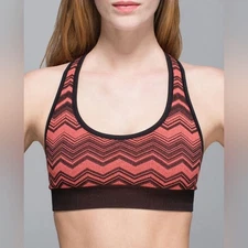 Lululemon Ebb & Flow Racerback Bra Reversible Heathered Electric Coral Size 4
