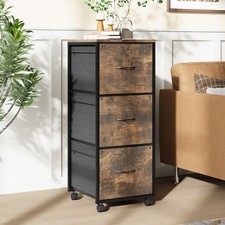 Rolling Under-Desk File Cabinet 3 Fabric Drawers for Letter-Size File for Office