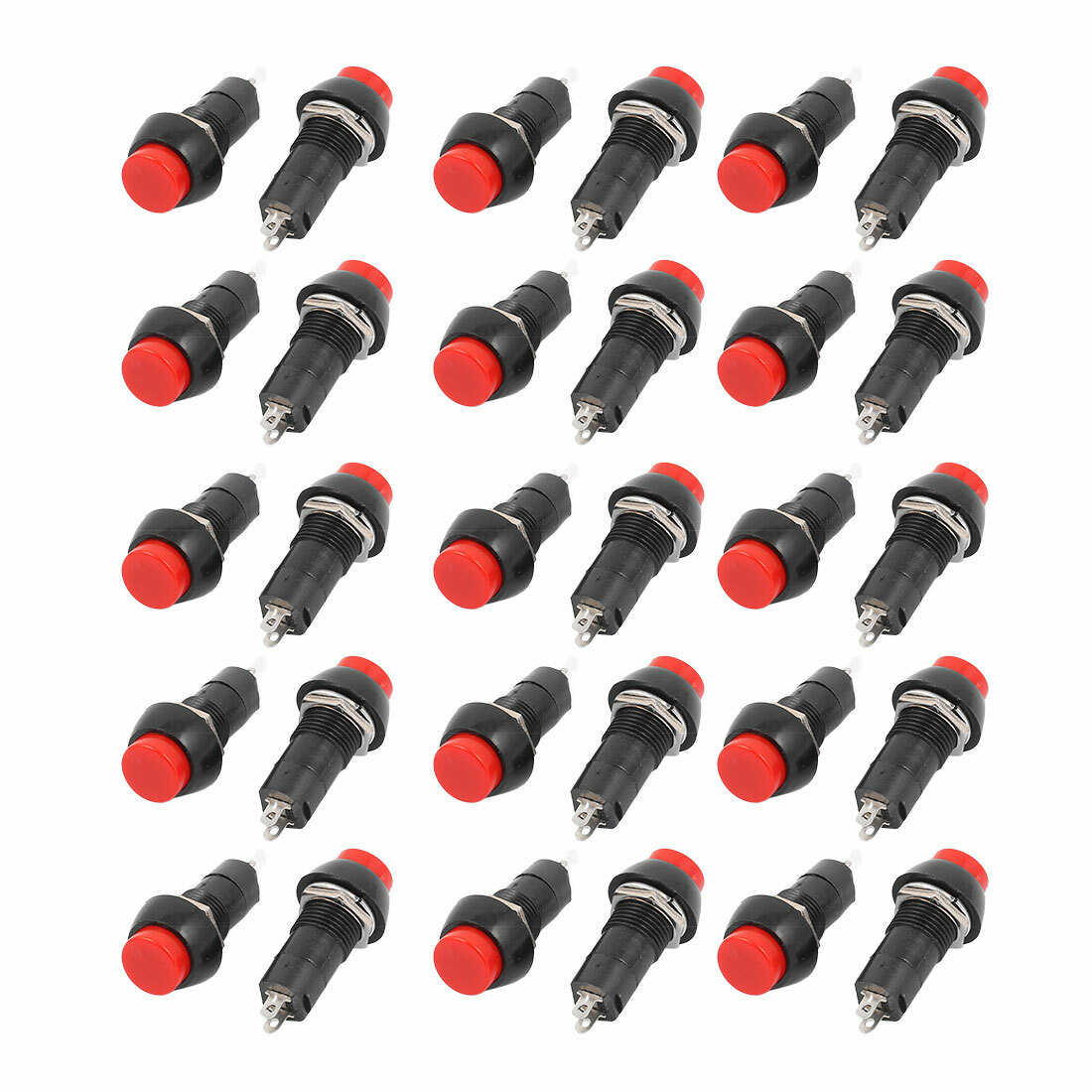Uxcell Momentary Push Button Switch – 10mm Mounting, 1NO, 250V 3A, High Head, Silver Tone, For DIY Circuits & Power Projects