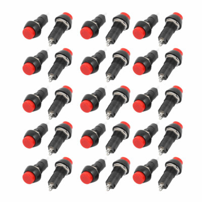 30pcs 250V 3A 2 Terminal SPST On/Off Momentary Red Push Button Switch ...