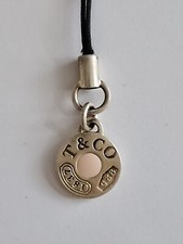 Tiffany & Co. Silver 925 Round Circle Phone Charm Dangle Light Pink