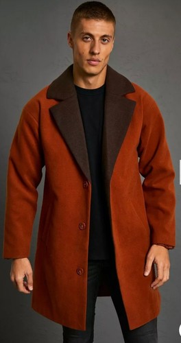 Boohoo Mens Fashion Single Brasted Overcoat, Size XXL, New With Tags - Picture 7 of 8