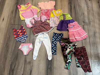 Assorted Doll Clothes Bundle - 14 Pieces - Bright Colors & Patterns
