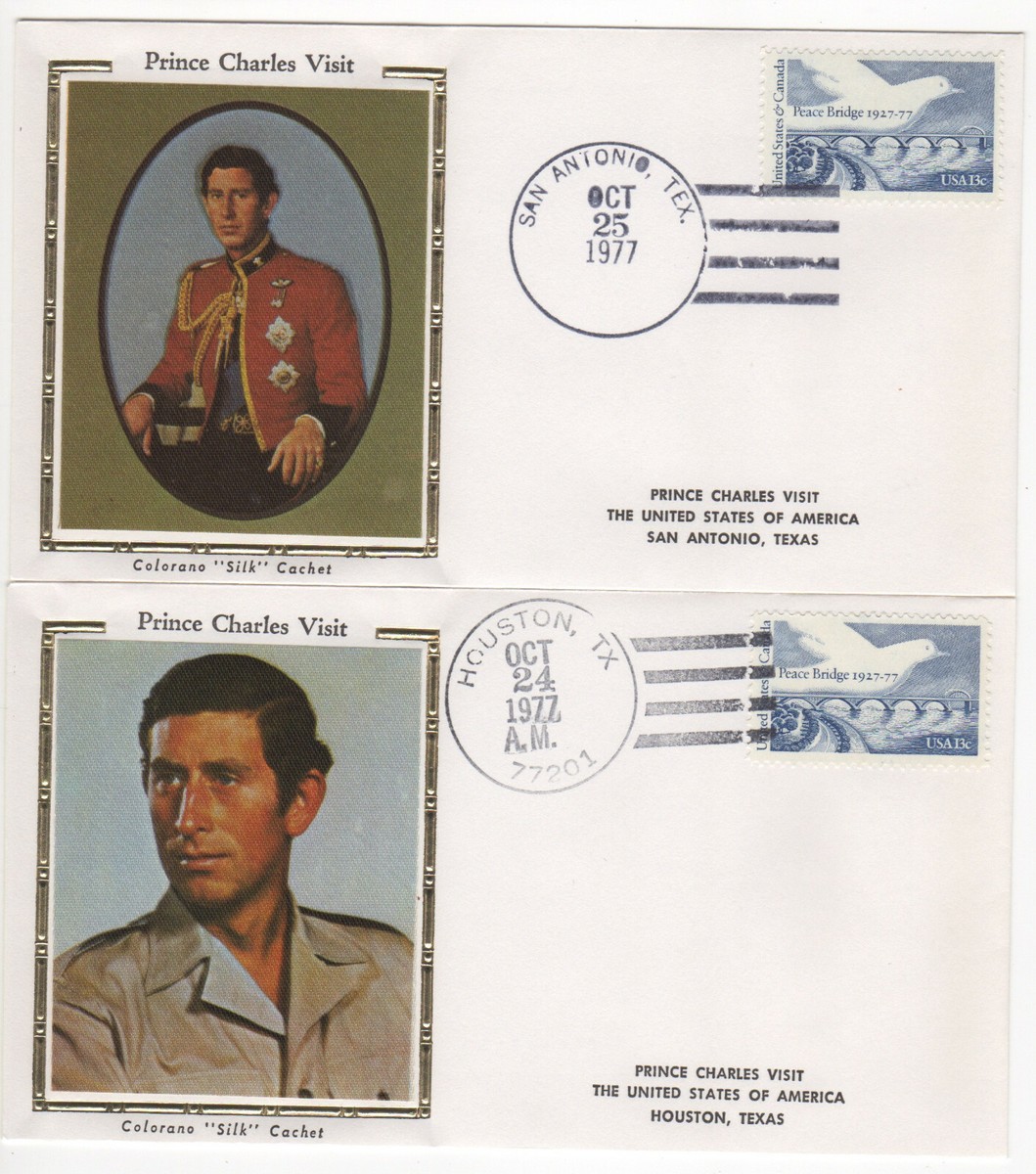 daisannoページ SSS: 2 Pcs Colorano Silk FDC 1977 13c Prince Charles US