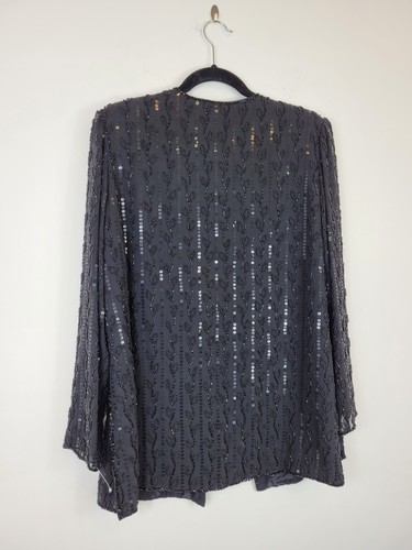 Kanga Collection By Lady Tryon Vintage Beaded Evening Jacket Black Size 38/Uk 10 - Picture 14 of 23