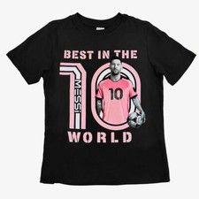 Messi "Best in the World" Toddler Boy's Black T-shirt. Sizes 2T 3T. Brand New