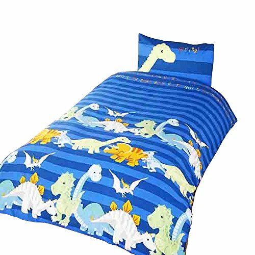 Rapport Set Copripiumino Singolo, Motivo: Dinosauri, Colore: Blu (C7d)