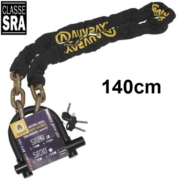 Antivol U SR10 Auvry et chaine de 140 cm pour le stationnement de nuit