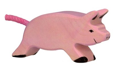 Holztiger 80067 Running Pig 9 Cm Wooden Figures Series Farmland