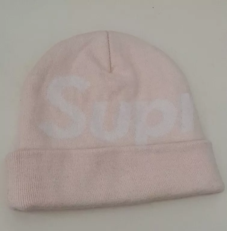 FW15 Supreme Gran Logo Rosa Claro Beanie Salmón Algodón Cachemira Rosa Claro