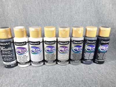 DecoArt Americana 8er SET Schwarz Weiß Töne Acrylfarbe 8x 59ml