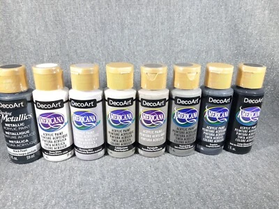 DecoArt Americana 8er SET Schwarz Weiß Töne Acrylfarbe 8x 59ml