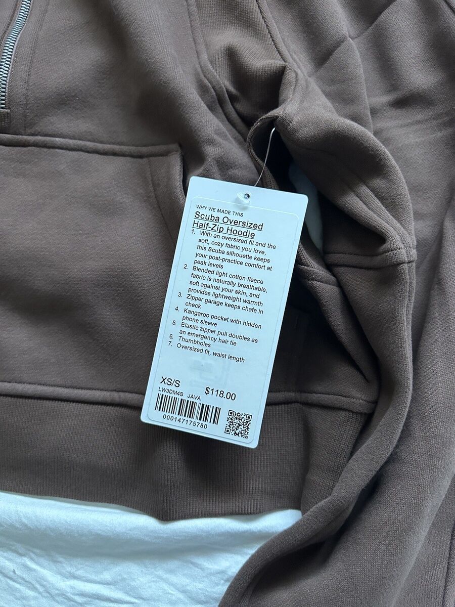 Lululemon Scuba Oversized Half-zip Hoodie, Java, Brown, XS/S Lululemon Scuba Oversized Half-zip Hoodie, Java, Brown, XS/S