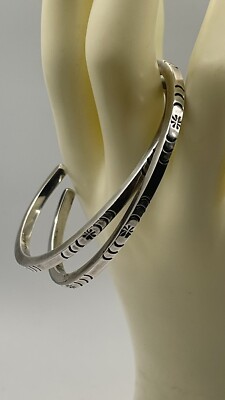 2p Navajo Harry R Morgan HRM 925 Sterling Patterned Marked Cuff