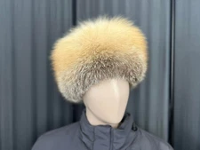 Golden island fox fur roller hat  (Saga Furs) (Unisex)