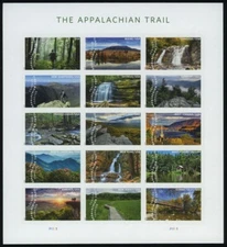 US #5960p The Appalachian Trail Imperf Imperforate Sheet Pane NDC no die cuts