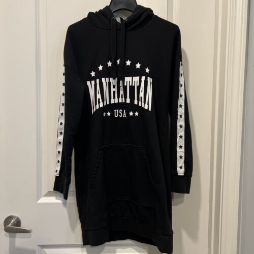 H&M Devided Black With “MANHATTAN USA” Print Hood… - image 1