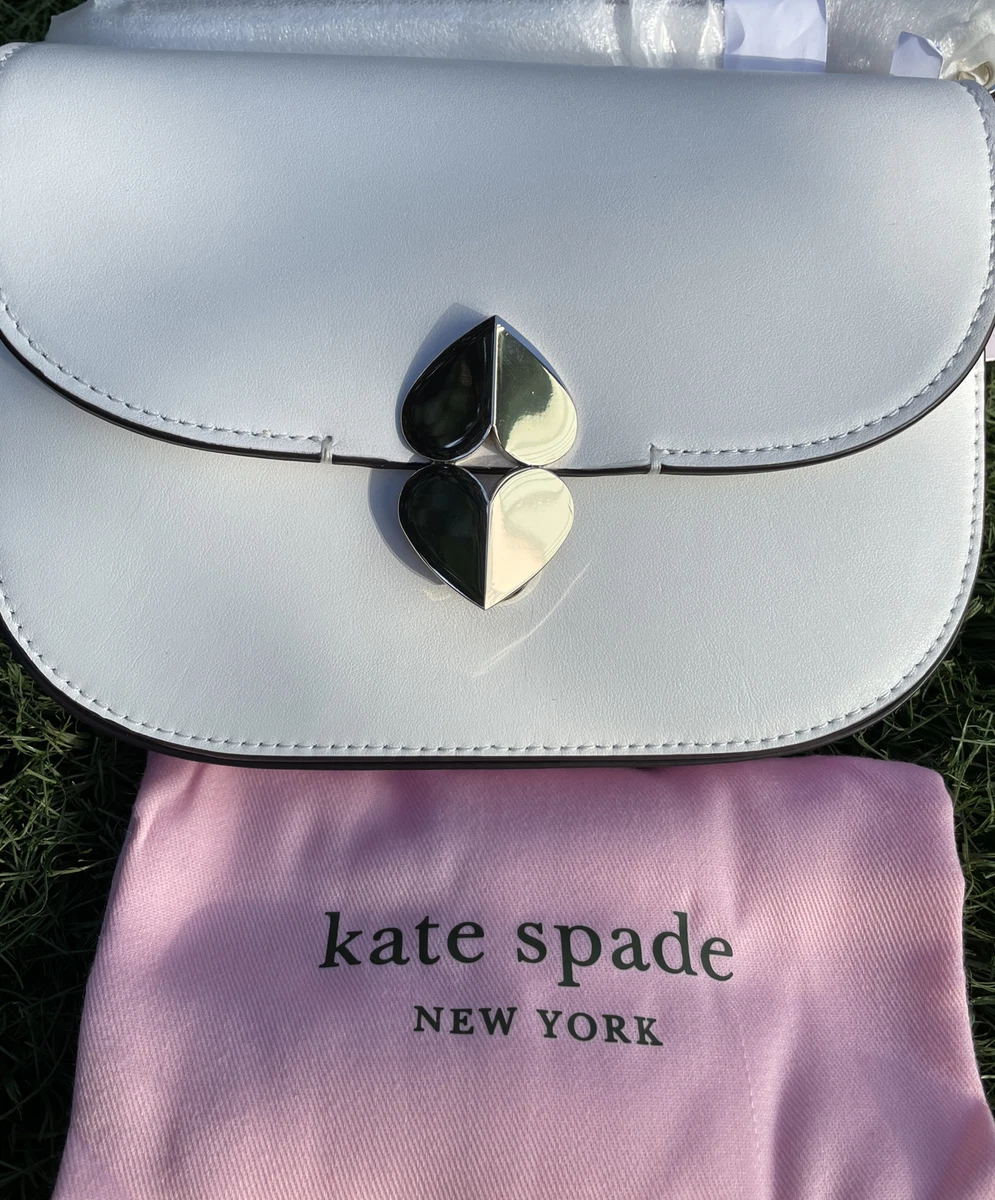 NWT KATE SPADE LULA SMALL SADDLE BAG CROSSBODY PURSE Optic White