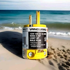 Vanguard 125v/15 Amp 12-18 AWG Green Light Up Male Plug