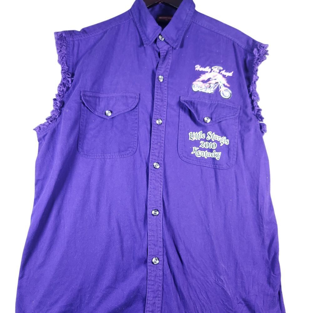 Bikers Edge Little Sturgis 2010 Kentucky Motorcycle Cut Off Button Down Vest XXL