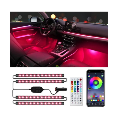 4PC Bluetooth LED Car Interior Lighting Kit with APP& RF Remote Control - Picture 1 of 4