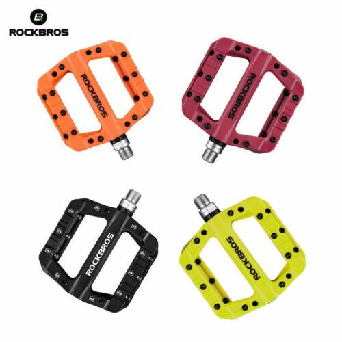 ROCKBROS Bike Pedals Nylon Fiber 9/16" Cycling Platform Flat Non-Slip Pedals - Picture 1 of 14