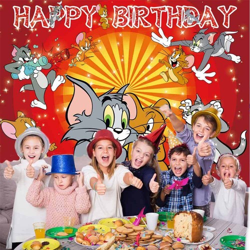 Tom und Jerry Party Deko Party Zubehör Hintergrund Banner Geburtstag Geschenk - Bild 5 von 7