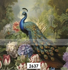 (2637) TWO Paper LUNCHEON Decoupage Art Craft Napkins - TROPICAL PEACOCK JUNGLE