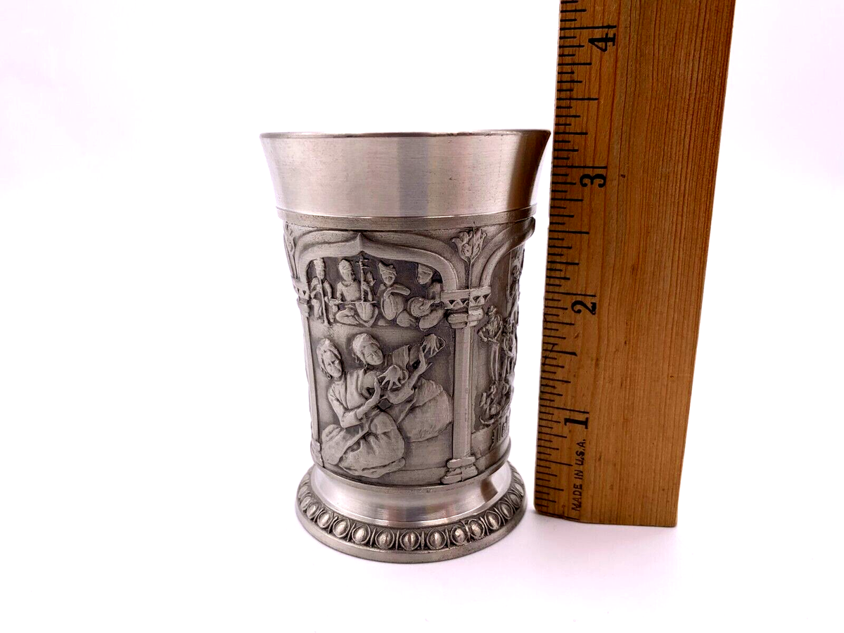 TUMASEK PEWTER97% 茶筒 Vintage Tumasek Pewter Cultural Images Of Malaysia Small Cup | eBay
