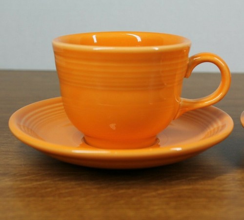 Fiestaware Fiesta - Coffee Cups & Saucers - TWO - 2 - Tangerine - Contemporary - Picture 2 of 5