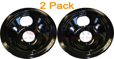 2 Pack GE Range Cooktop 6'' Black Burner Drip Pan WB31T10012 WB32X5084 PM32X5050