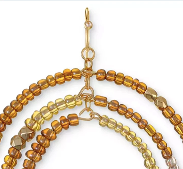 STYLE & CO PENDIENTES ARO CUENTAS CRISTAL MULTICAPA MARRÓN DORADO 2 2/5" NUEVOS CON ETIQUETAS Foto 2 de 4