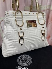 VERSACE White NAPPA Leather MADONNA SNAP OUT OF IT Shopper Handbag NEW!