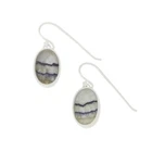 Derbyshire Blue John Earrings Oval Drop Sterling Silver DBJ449