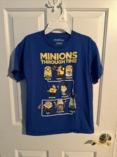 Boy Youth Minions Through Time Short Sleeve Top Blue Size M Gently Used
