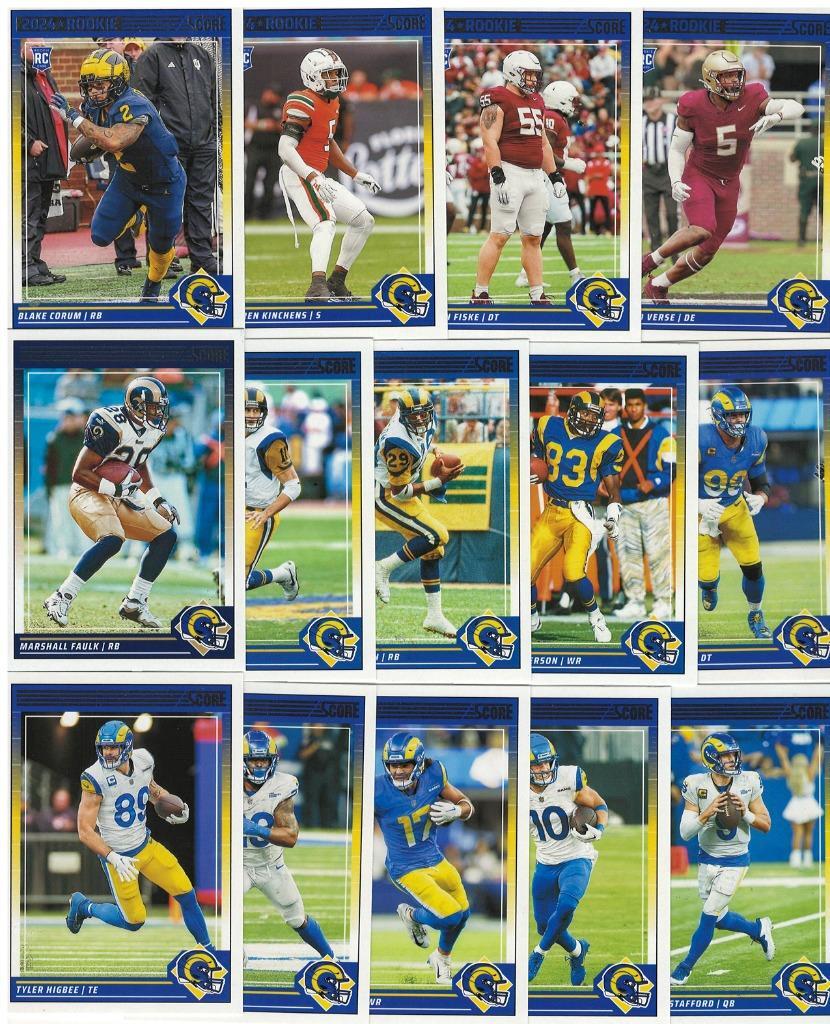 Los Angeles Rams 2024 Score football team set (14) w/ RC Corum, Verse