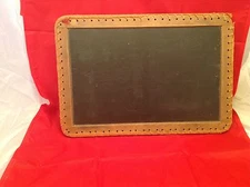 Antique School Slate Double Sided Chalk Board Twined Wood Cloth Edges NICE