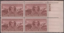 Scott # 993 - US Plate Block Of 4 - Casey Jones, Railroad Engineers - MNH -1950