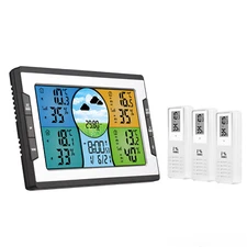 Wireless Weather Station, 3 Sensors, 328ft Range, Temperature & Humidity