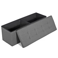 43 Inche Folding Storage Ottoman Bench Storage Chest Footrest Light Gray 660 lbs